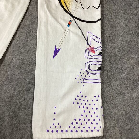 BDG Urban Outfitters High Rise Carpenter Jean Sz 26 Doodle Print Graffiti Ivory - Picture 14 of 16